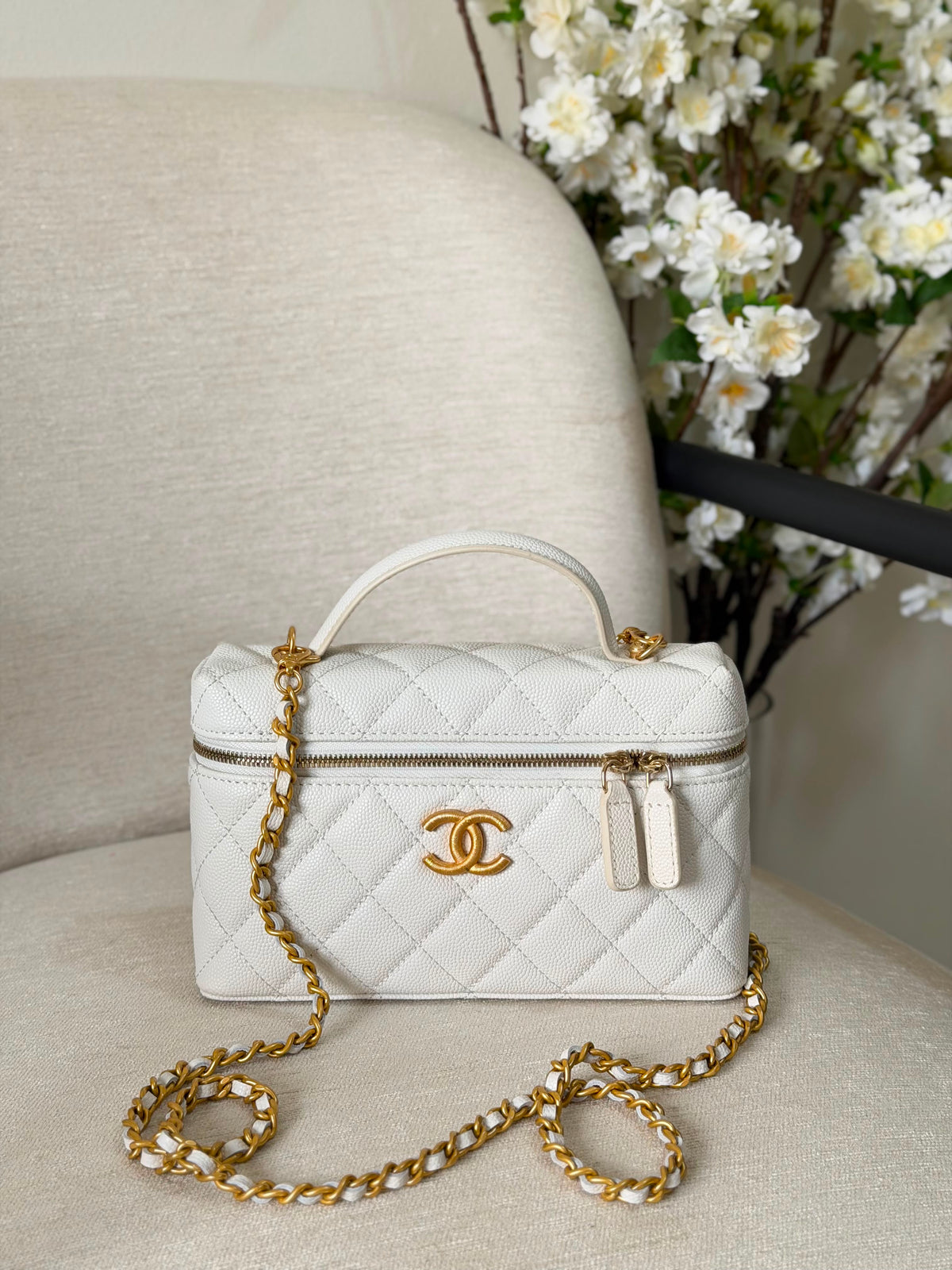 Chanel Caviar Quilted Trendy Handle Slim Vanity