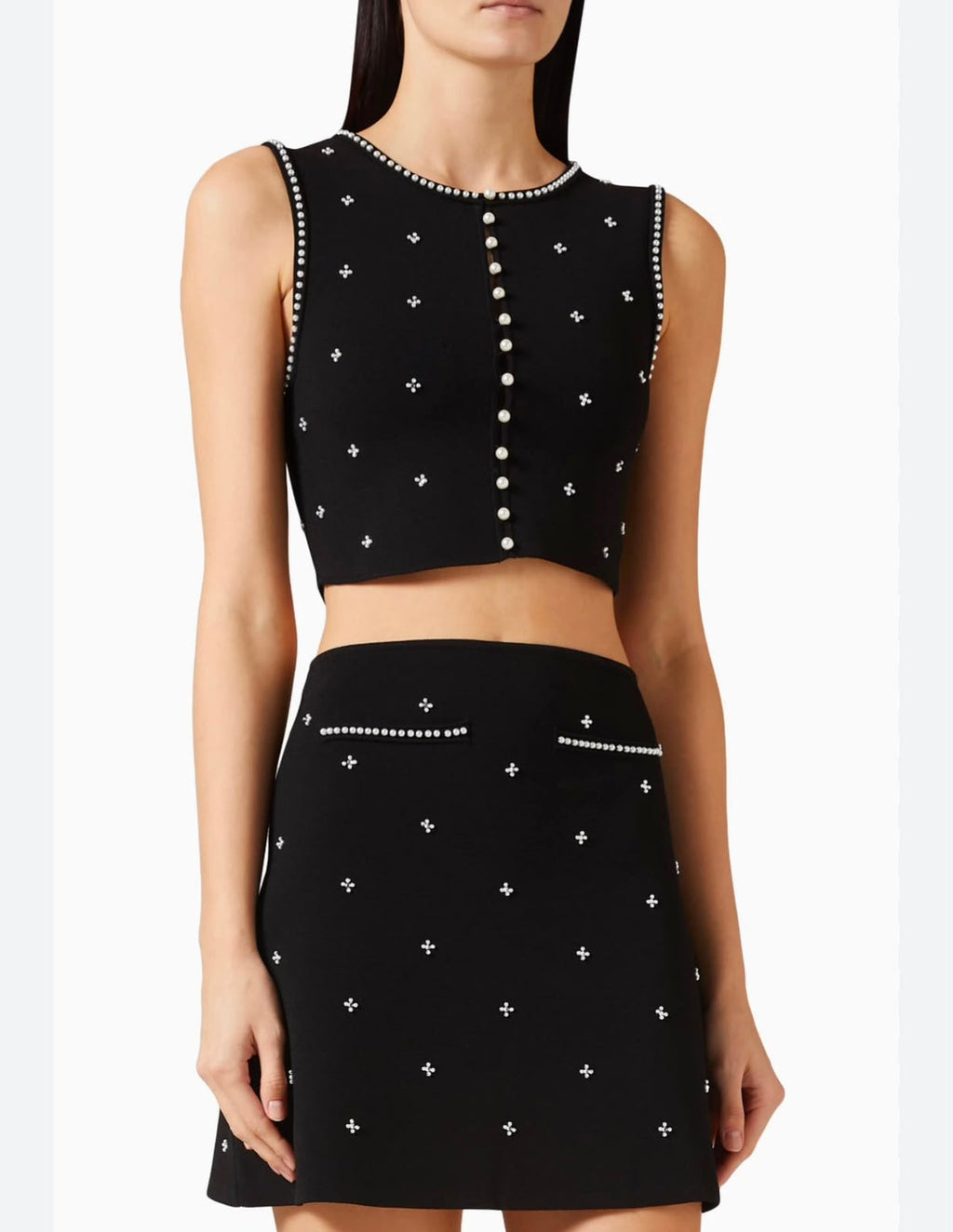 SANDRO Black Lilia Crop Top & Skirt