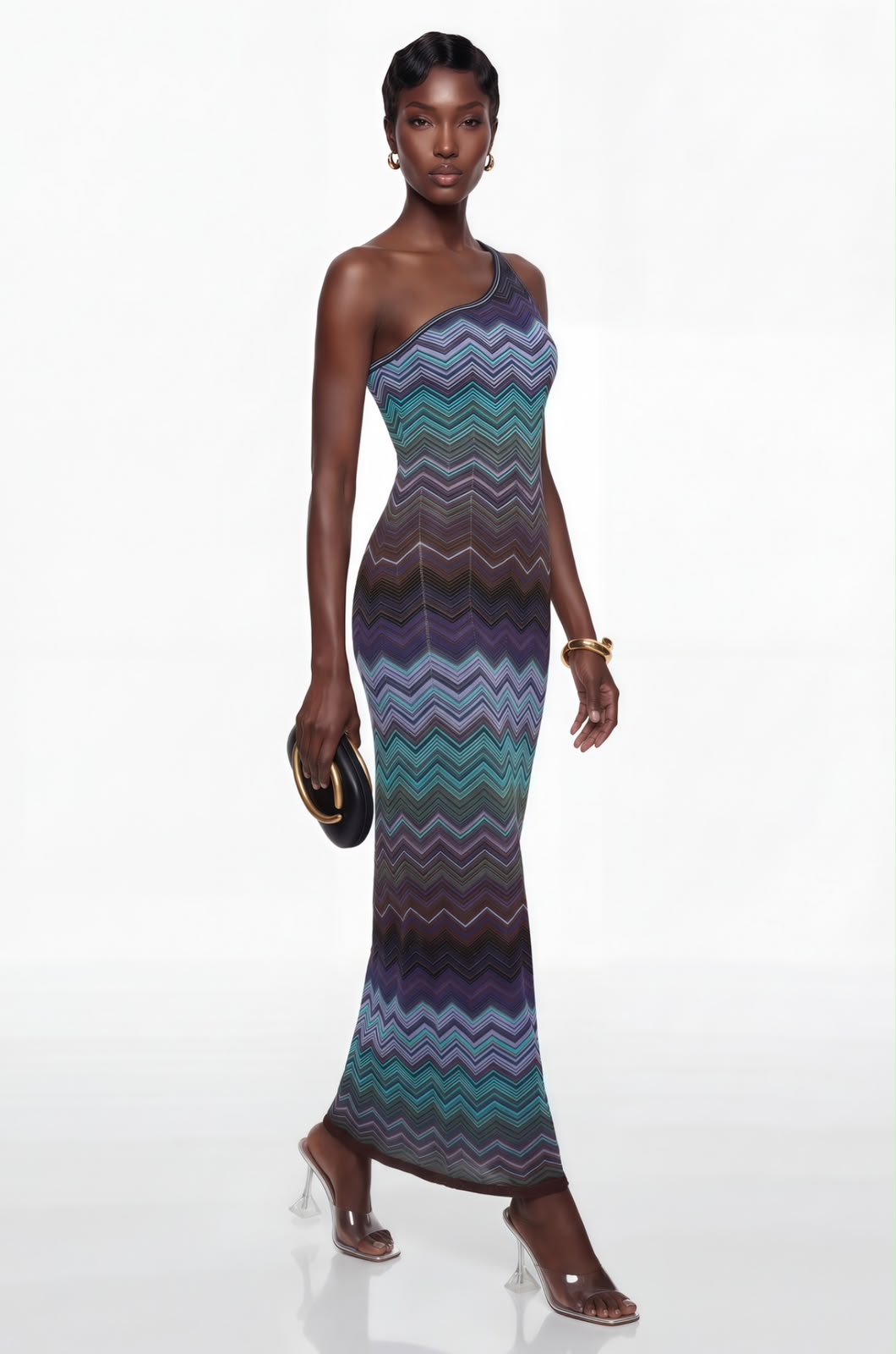 Missoni Blue Embellished One-shoulder Dress
