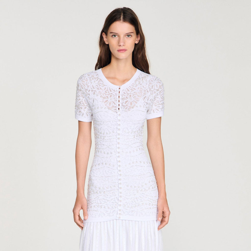 SANDRO bead-embellished Knit Maxi Dress