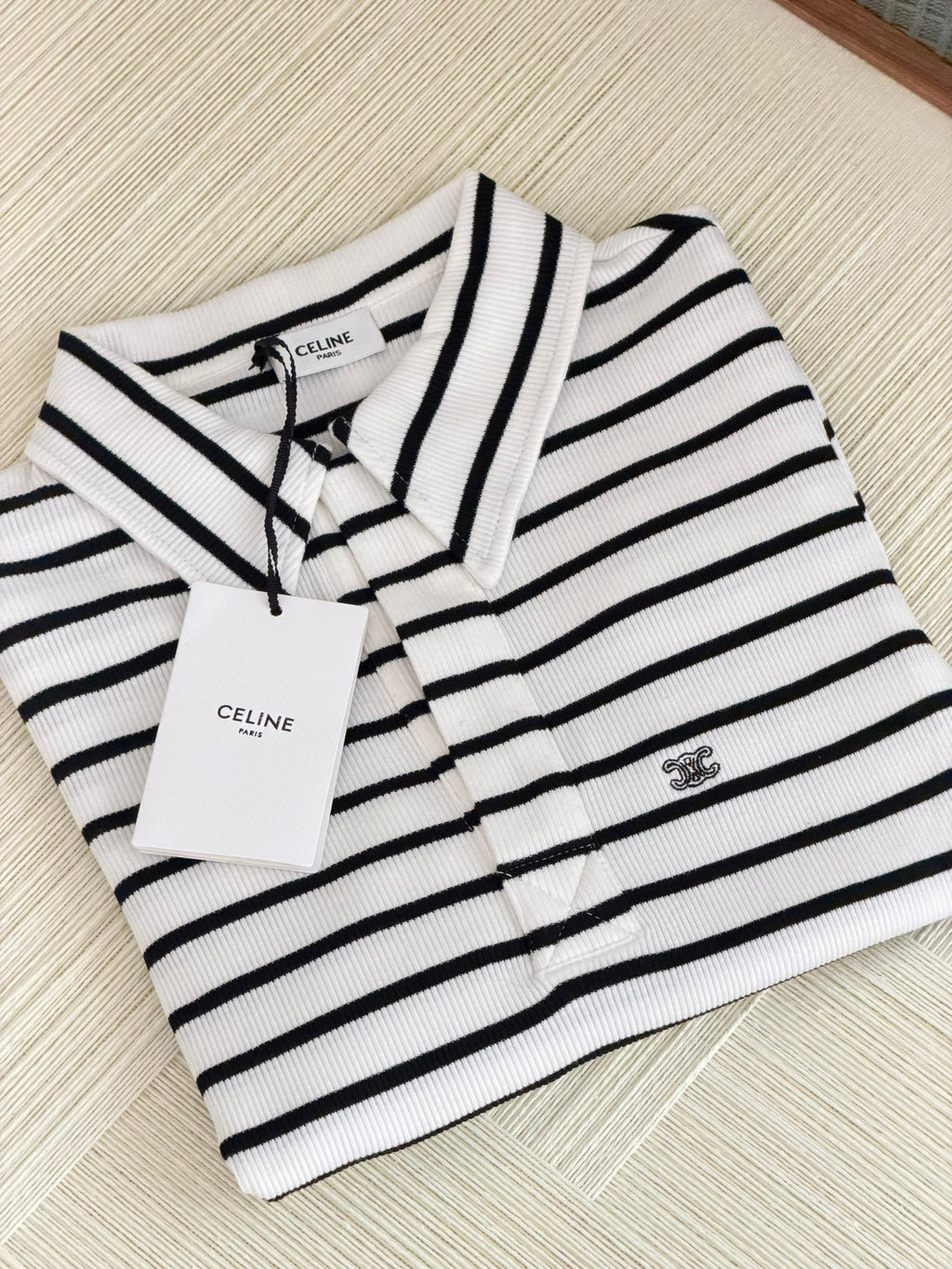 Celine polo shirt IN striped silk jersey