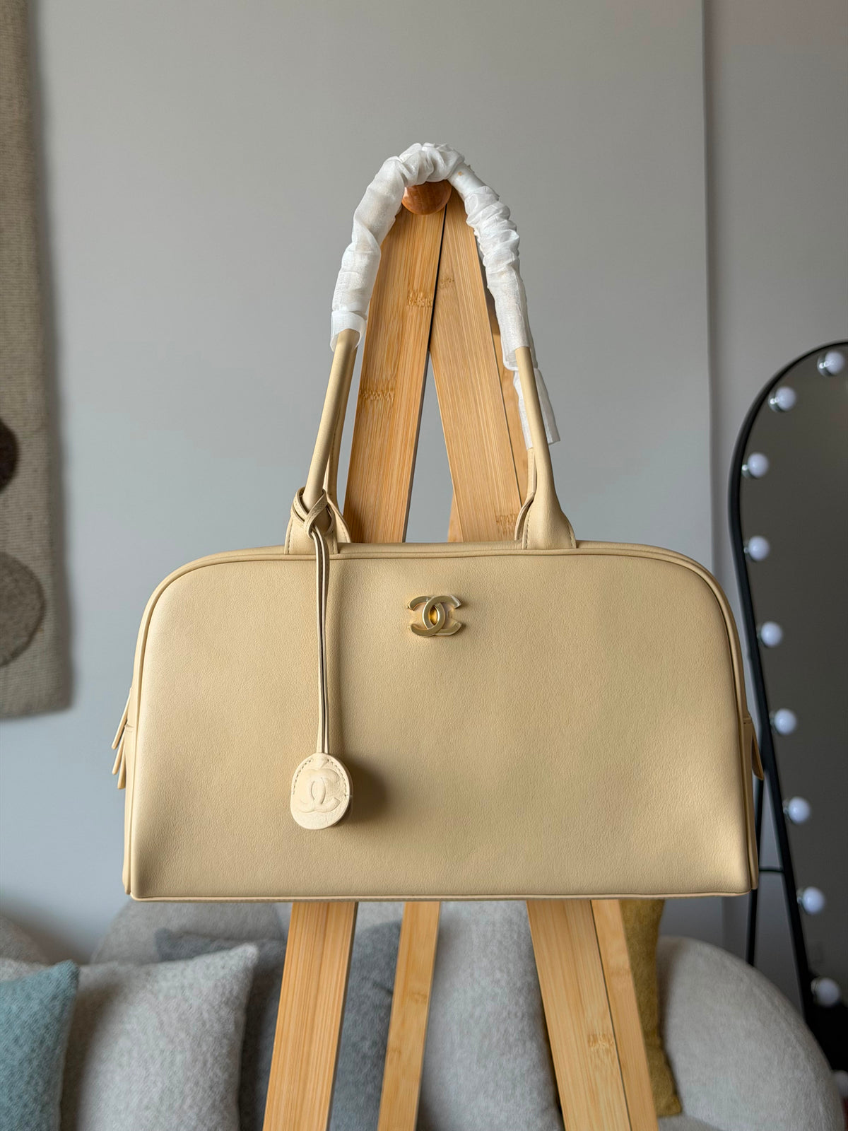 Chanel Large Bowling Bag Suede