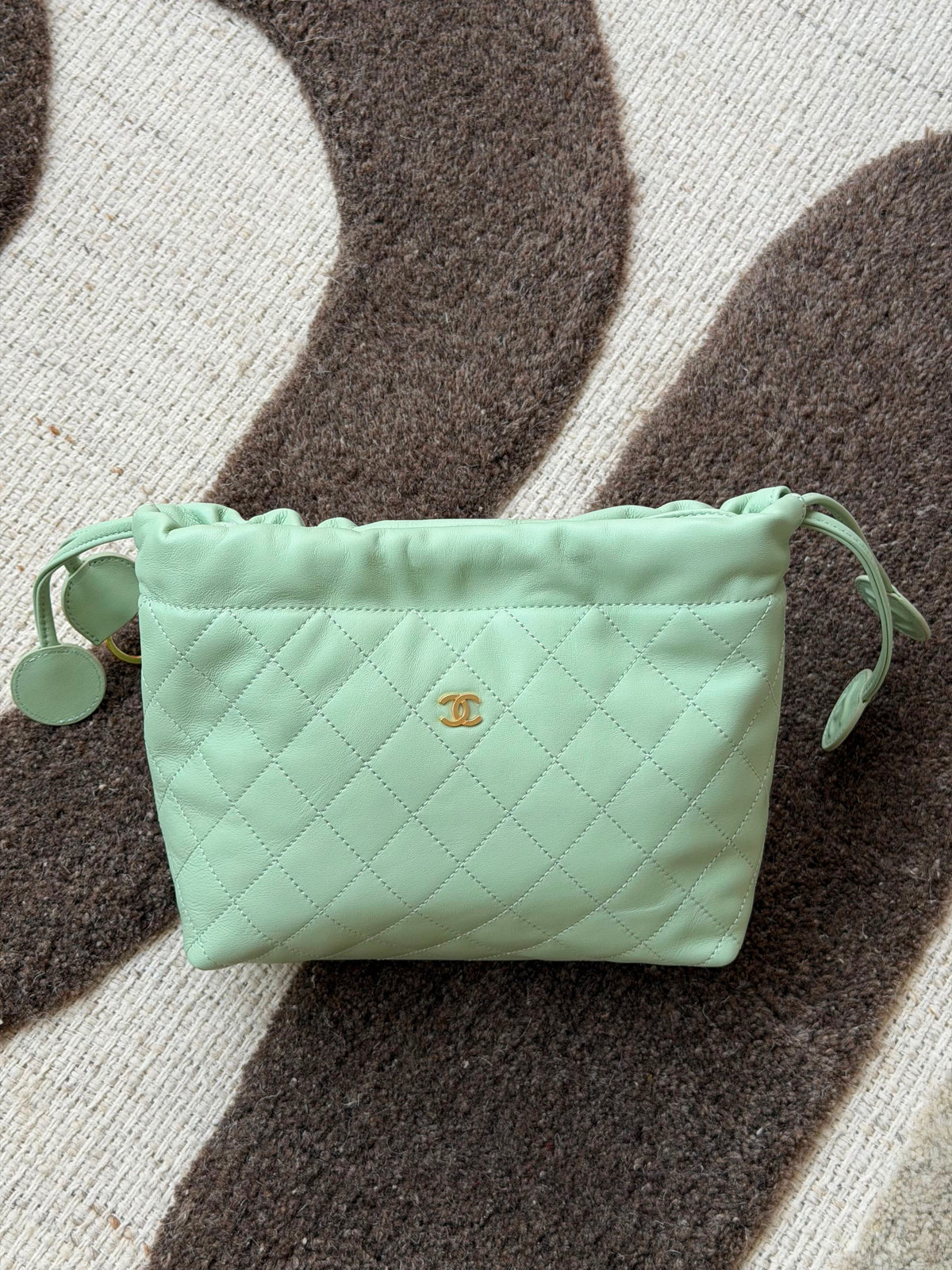 Chanel Quilted Drawstring Clutch with Strap Bag