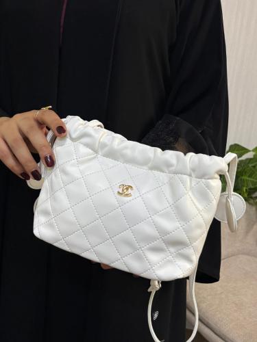 Chanel Quilted Drawstring Clutch with Strap Bag