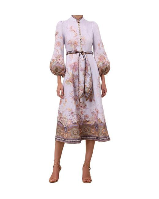 Buy Zimmermann Luna Button Midi Dress