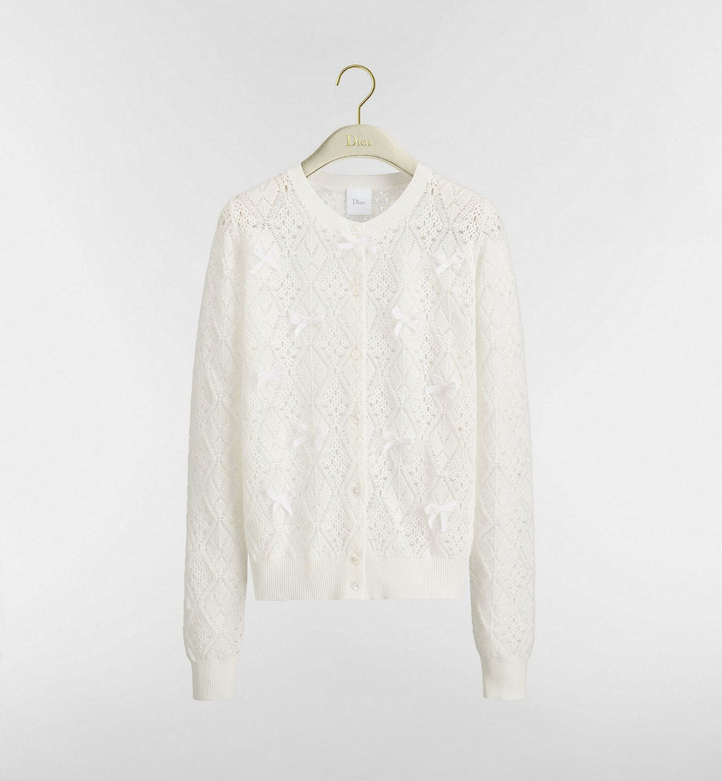 Dior Dioriviera Embroidered Cardigan Blue Openwork Cotton Knit